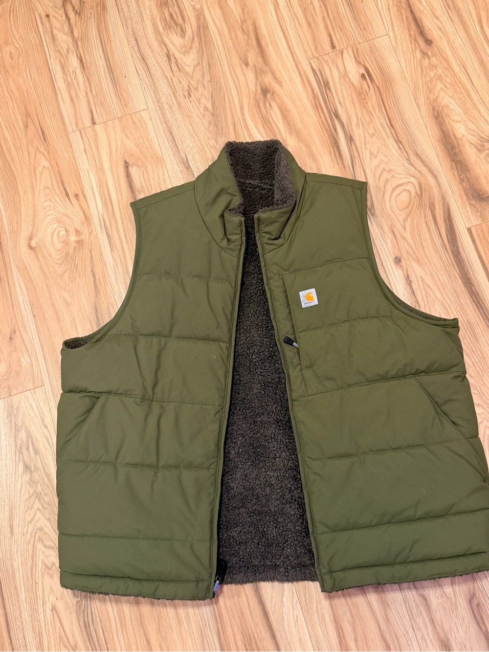 Carhartt Olive Green Quilted Fleece-Lined Vest